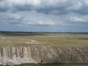 Blick zum Windpark am Kraftwerk Jänschwalde